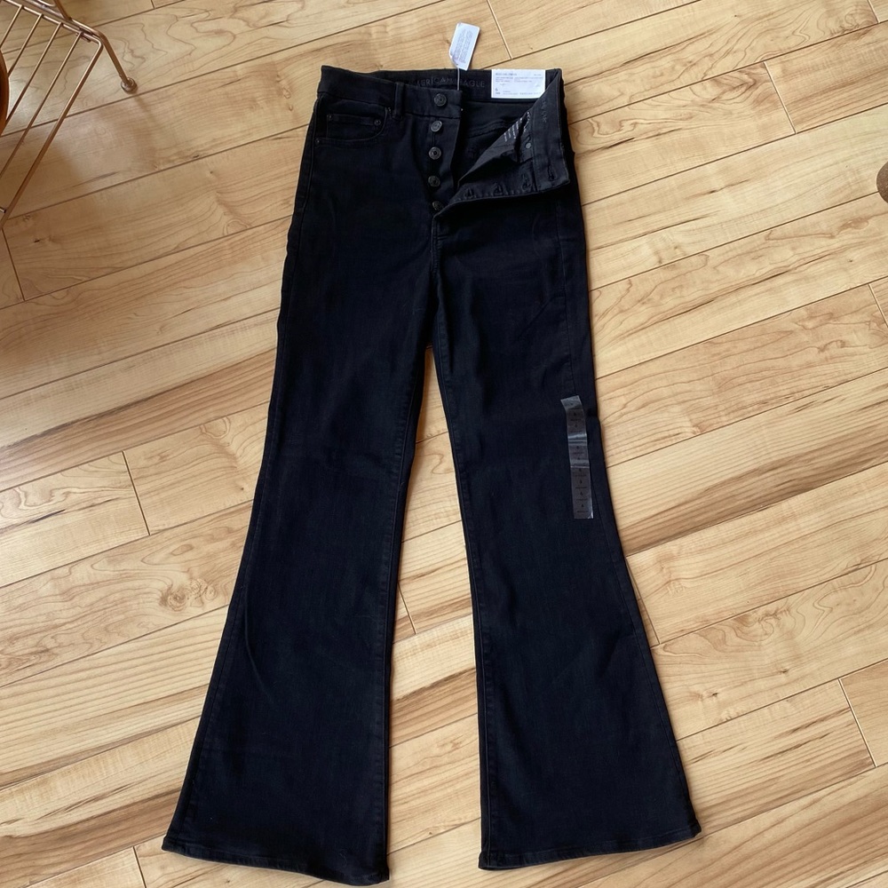 American Eagle Highest Rise Black Flare Jeans
